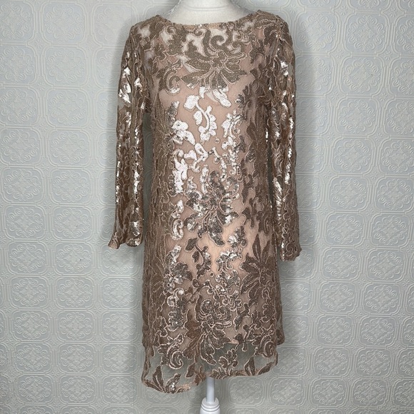 Mango | Sheer Sequin Mini Dress with 3/4 Flared Sleeves - Picture 8 of 13